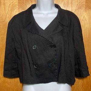 Black DKNY Donna Karan New York Cropped Linen Jacket Size Small